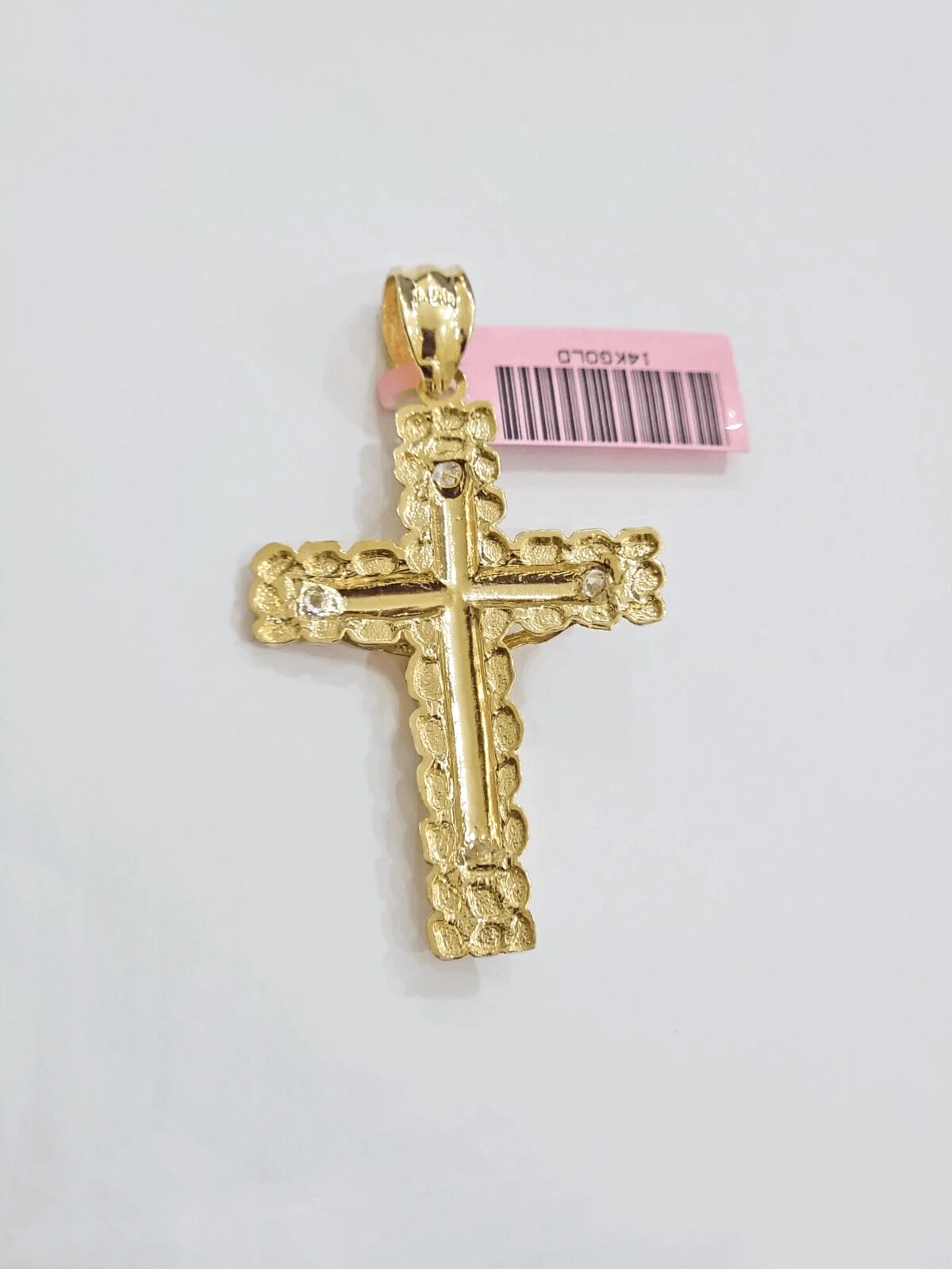 14k Yellow Gold Cross Nugget Pendant Jesus Crucifix 2 Inch 14kt Charm Men's REAL - Image 8
