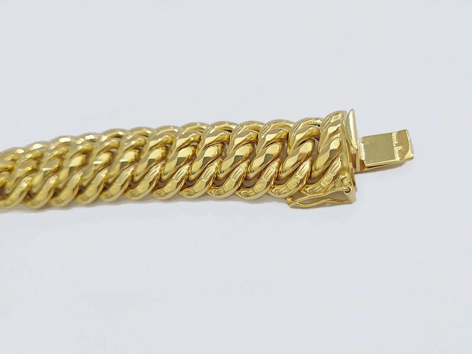 14k Yellow Gold Flat Byzantine Bracelet 7.5" Inch 17mm Real 14kt Box Lock Ladies - Image 10