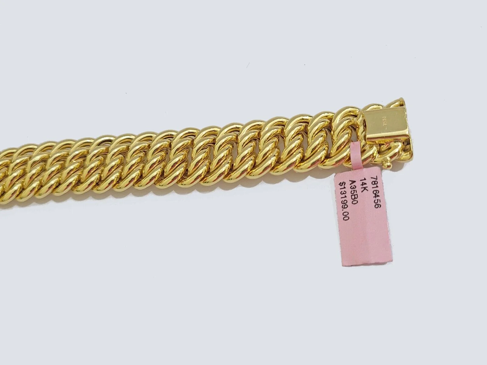 14k Yellow Gold Flat Byzantine Bracelet 7.5" Inch 17mm Real 14kt Box Lock Ladies - Image 8