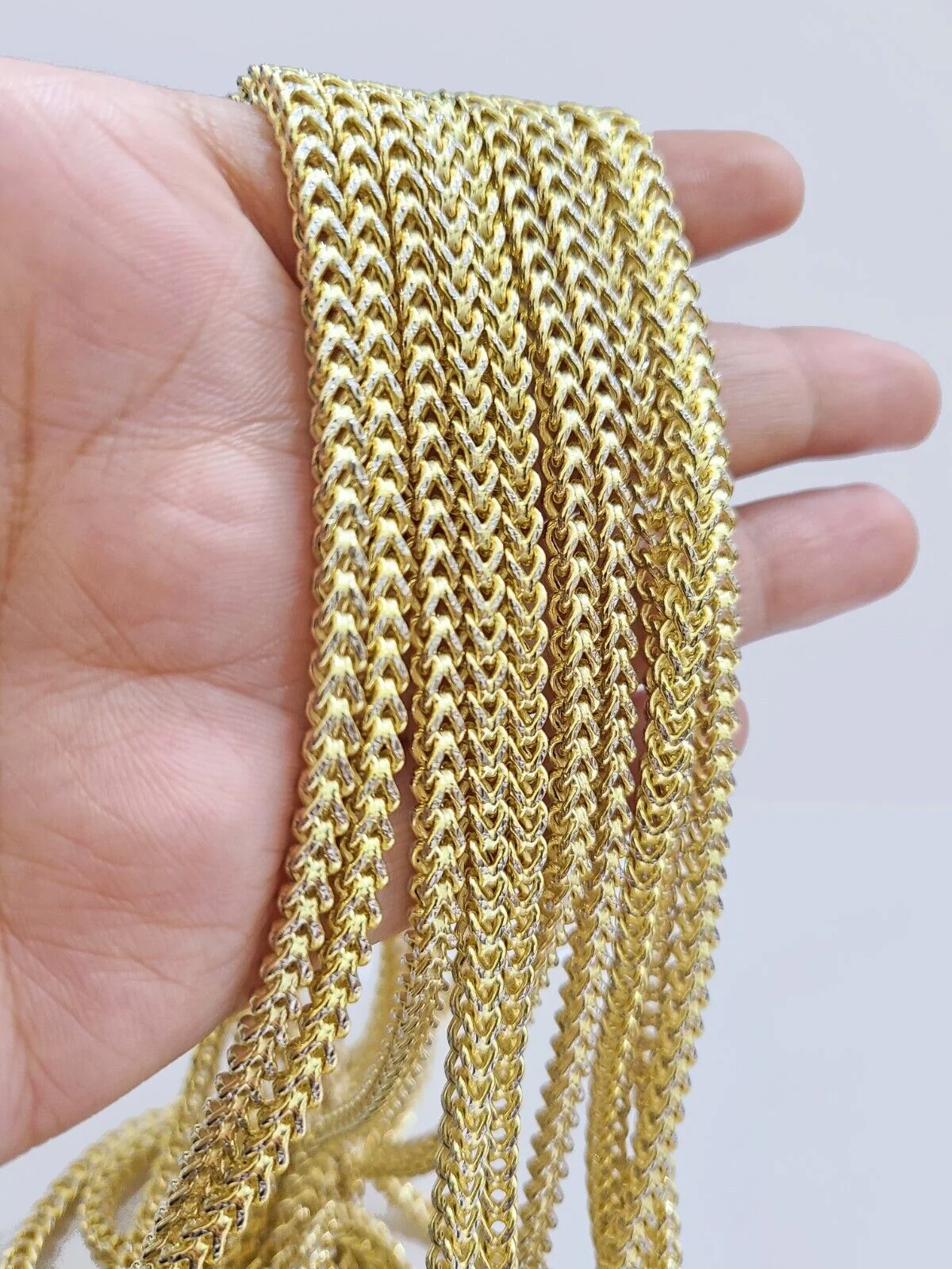 14k Yellow Gold Franco Chain Two-tone Necklace 4mm 18 Inch Diamond Cut 14kt - Image 11