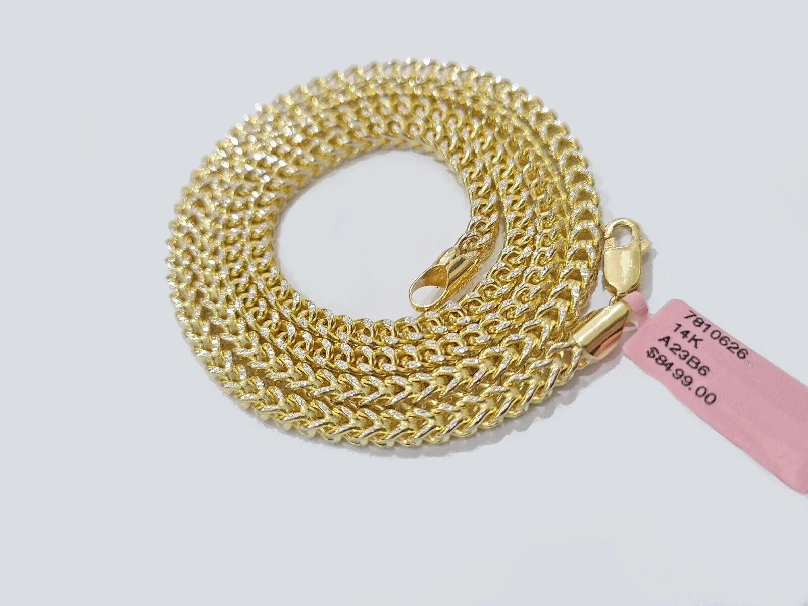 14k Yellow Gold Franco Chain Two-tone Necklace 4mm 18 Inch Diamond Cut 14kt - Image 9