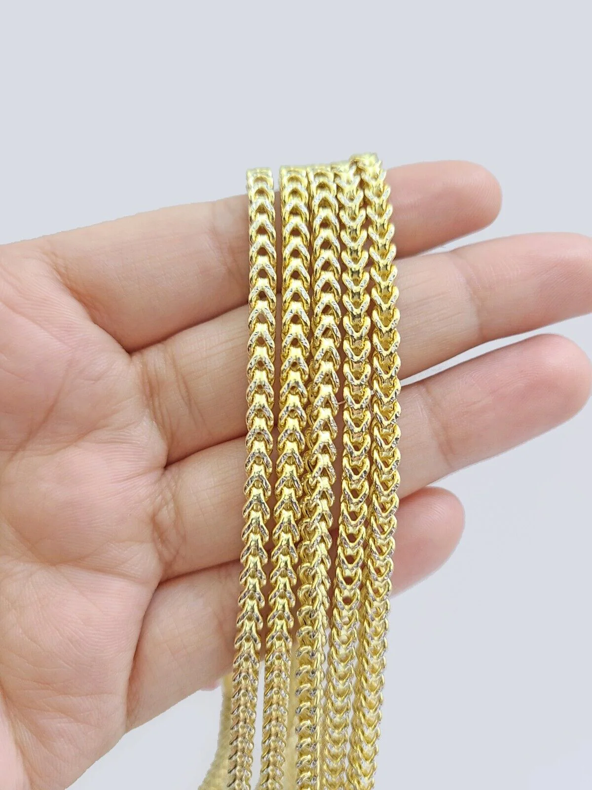 14k Yellow Gold Franco Chain Two-tone Necklace 4mm 24 Inch Diamond Cut 14kt - Image 2