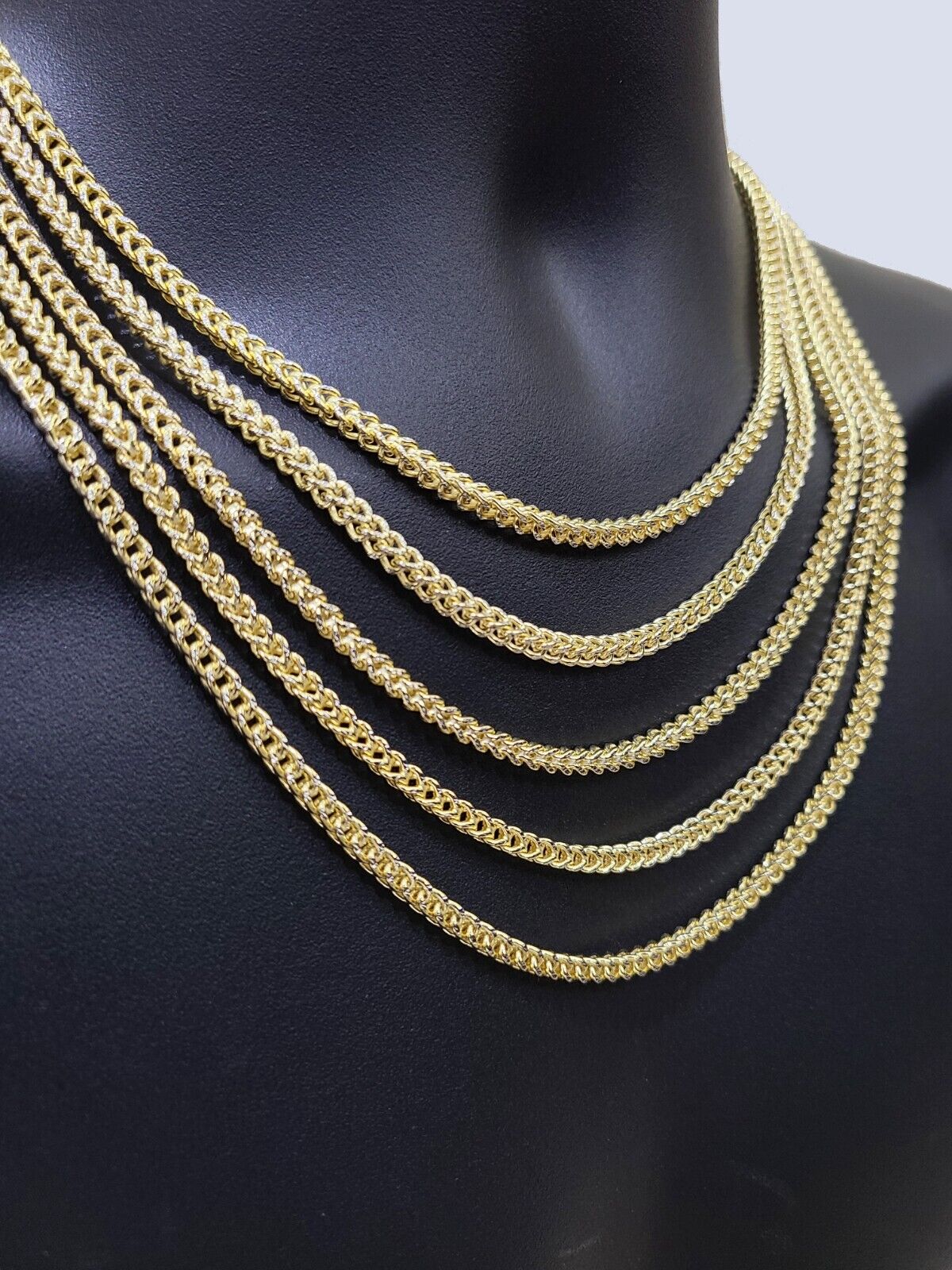 14k Yellow Gold Franco Chain Two-tone Necklace 4mm 24 Inch Diamond Cut 14kt - Image 7