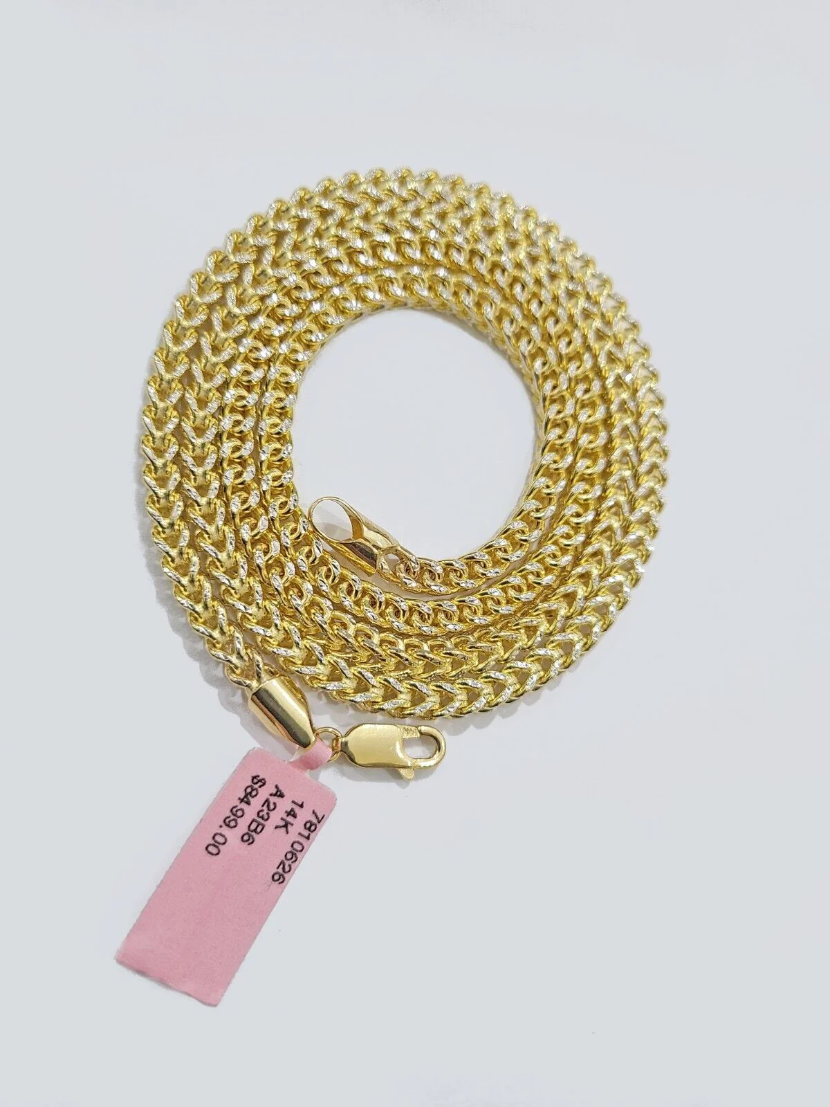 14k Yellow Gold Franco Chain Two-tone Necklace 4mm 24 Inch Diamond Cut 14kt - Image 8