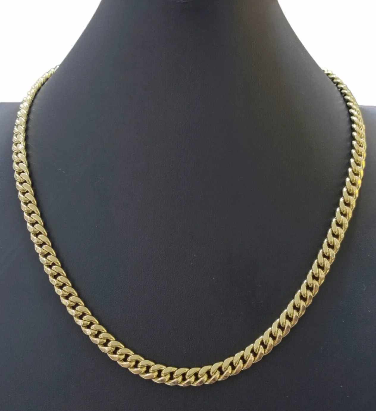 14K Yellow Gold  Miami Cuban Chain 22" Inch Long 7mm Box Lock Necklace REAL - Image 2