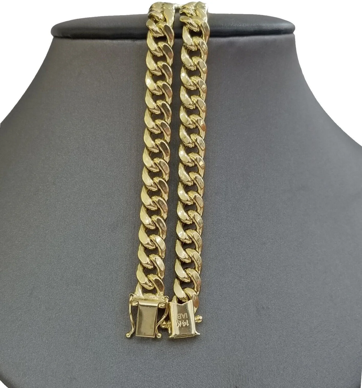 14K Yellow Gold  Miami Cuban Chain 22" Inch Long 7mm Box Lock Necklace REAL - Image 3