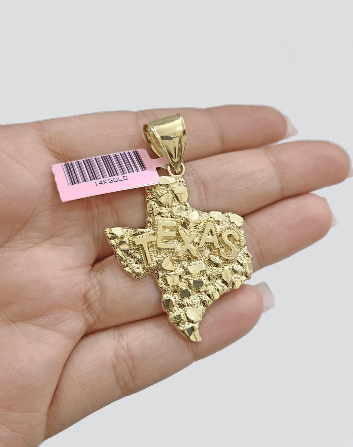 14k Yellow Gold Miami Cuban Chain 26 Inch Necklace Texas Map Charm Pendant Real - Image 11