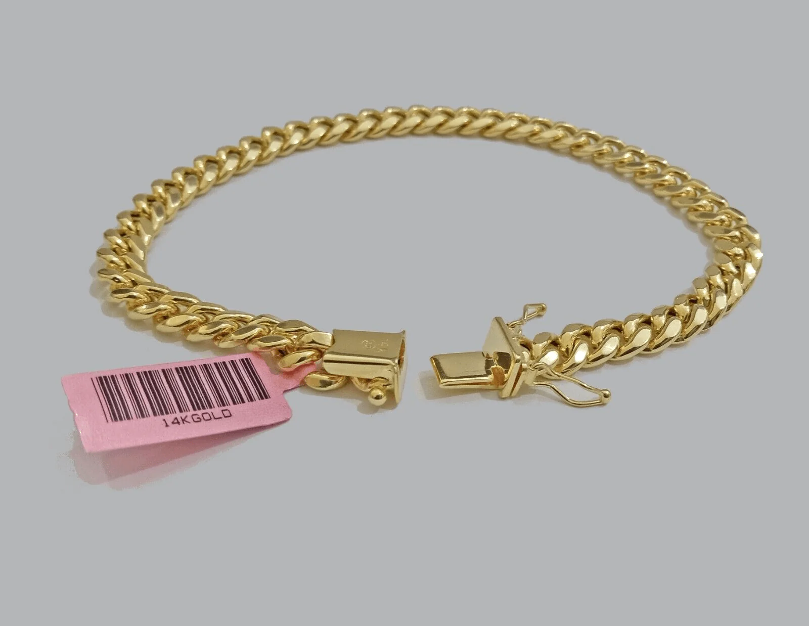 14k Yellow Gold Miami Cuban Link Bracelet 7" inch 7mm Real 14kt Kids and Ladies - Image 2