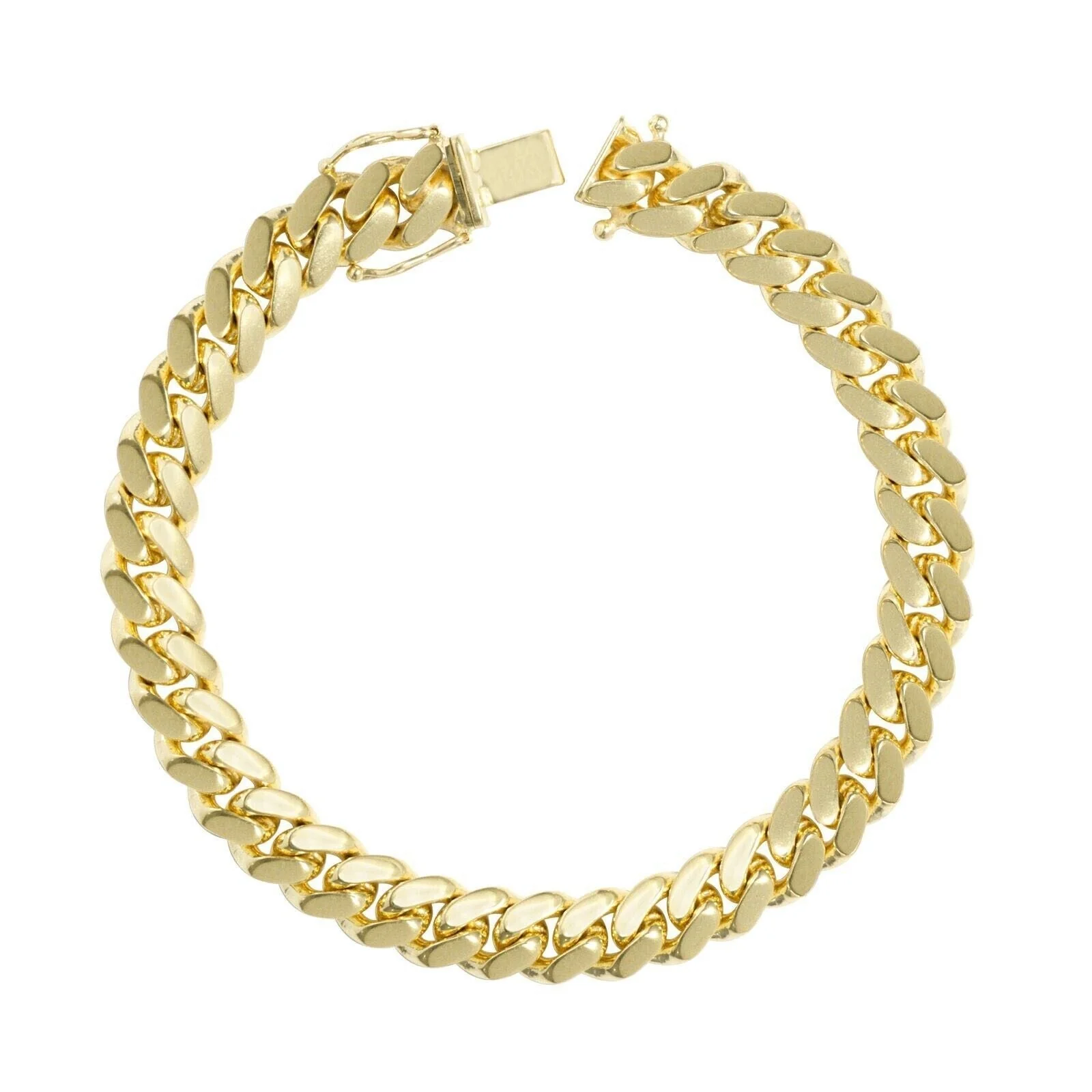 14k Yellow Gold Miami Cuban Link Bracelet 7" inch 8mm Real 14kt Kids and Ladies - Image 2
