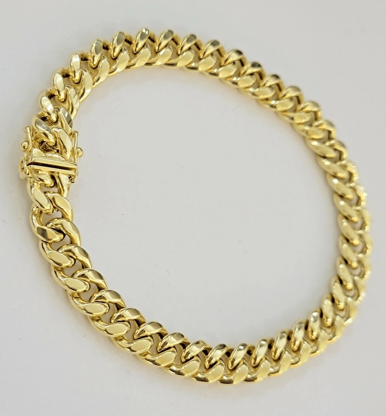 14k Yellow Gold Miami Cuban Link Bracelet 7" inch 8mm Real 14kt Kids and Ladies - Image 3