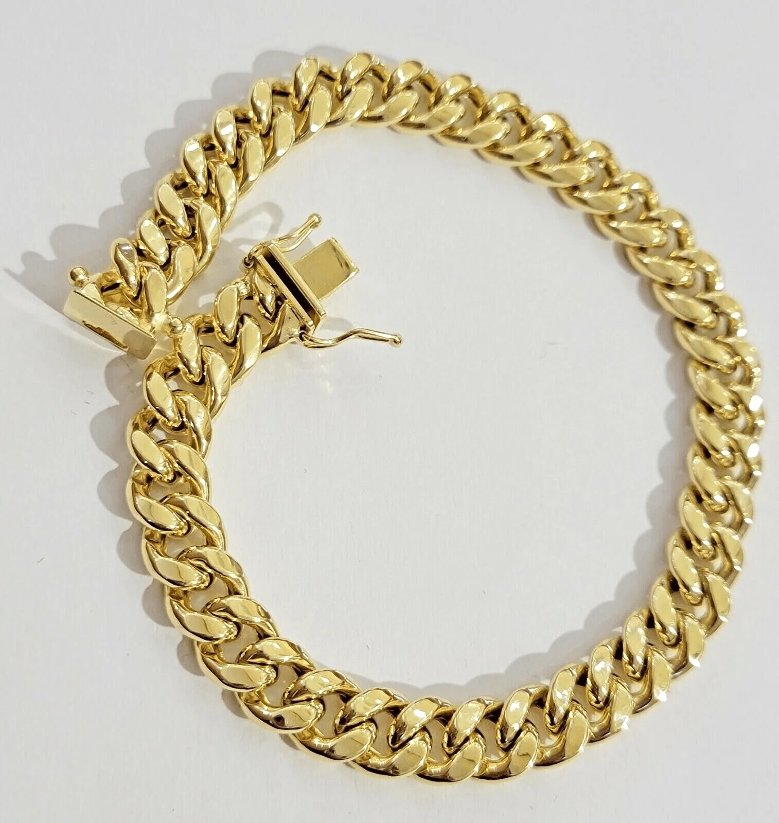 14k Yellow Gold Miami Cuban Link Bracelet 7" inch 8mm Real 14kt Kids and Ladies - Image 4