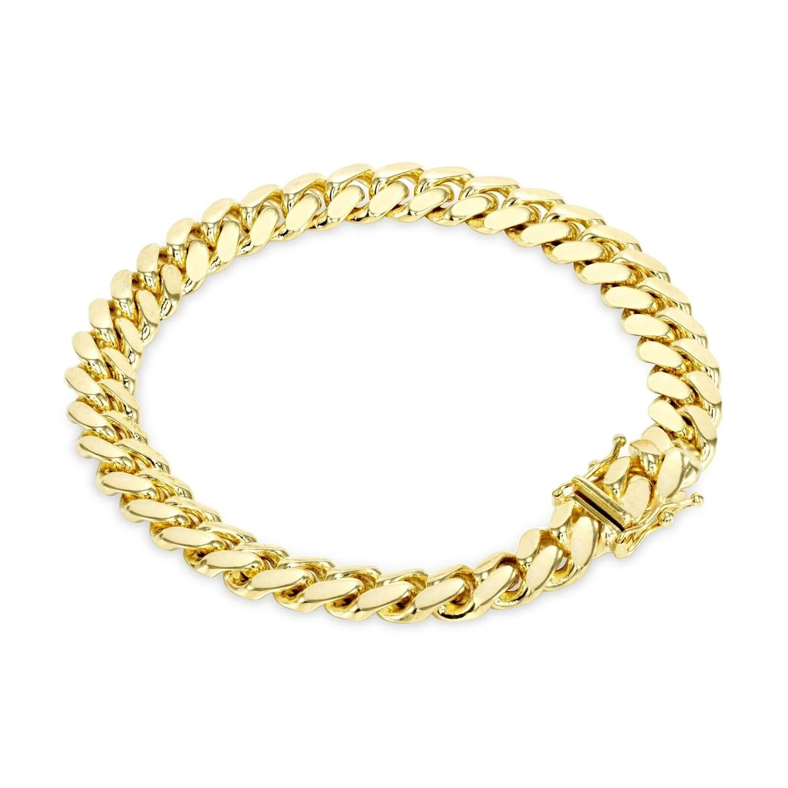 14k Yellow Gold Miami Cuban Link Bracelet 9 inch 8mm Real 14kt Box Lock For Men - Image 2