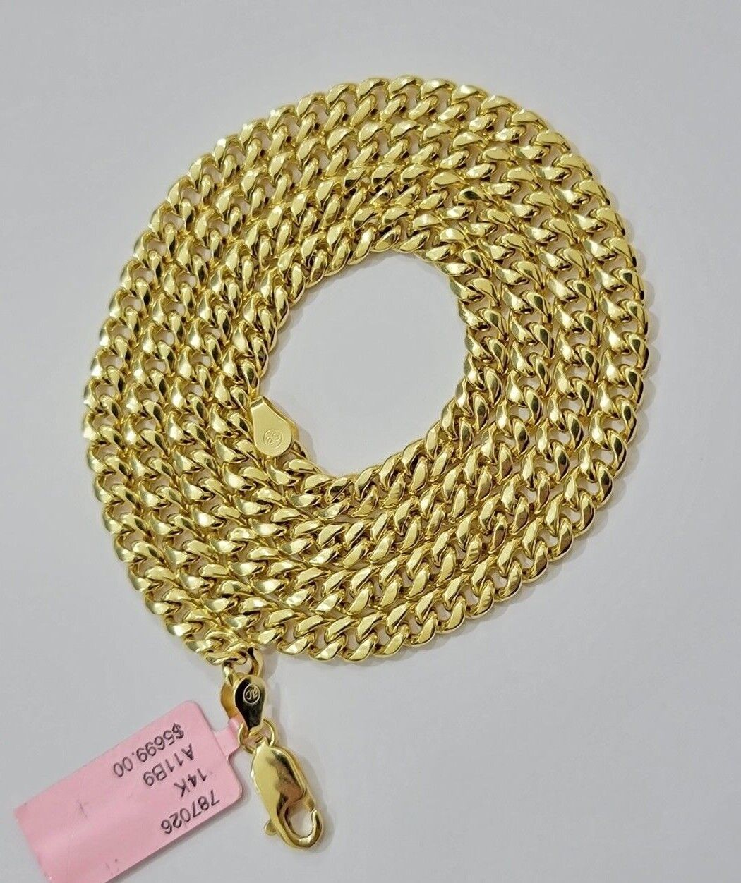 14k Yellow Gold Miami Cuban Link Chain Necklace  18'' 20" 22'' 24'' 26" Inch 5mm - Image 5