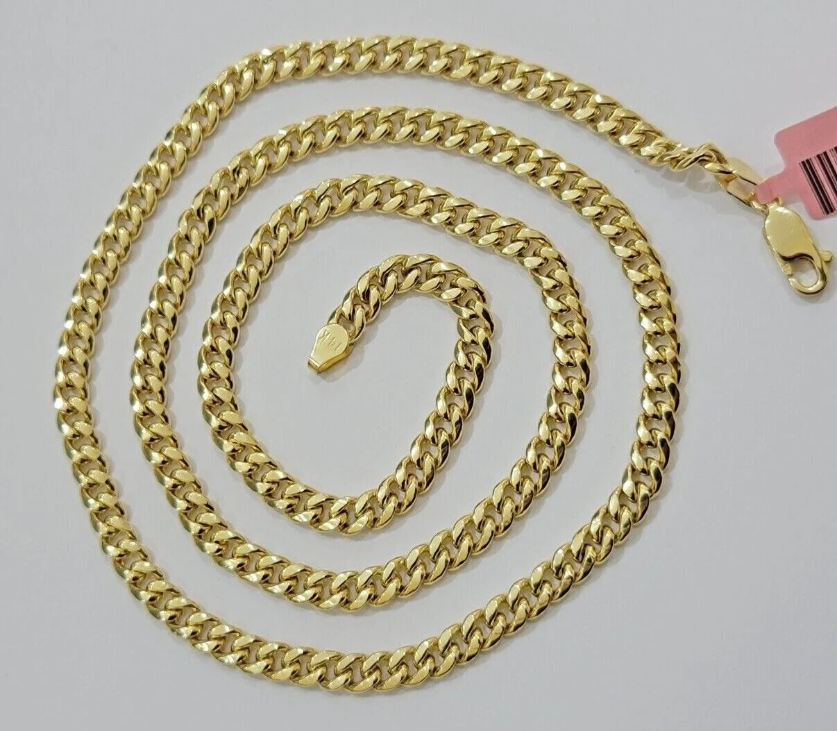 14k Yellow Gold Miami Cuban Link Chain Necklace  18'' 20" 22'' 24'' 26" Inch 5mm - Image 6