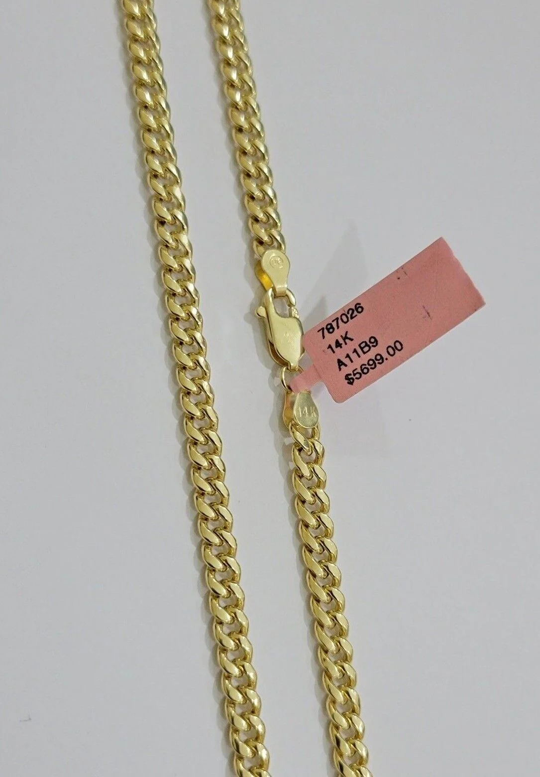 14k Yellow Gold Miami Cuban Link Chain Necklace  18'' 20" 22'' 24'' 26" Inch 5mm - Image 8