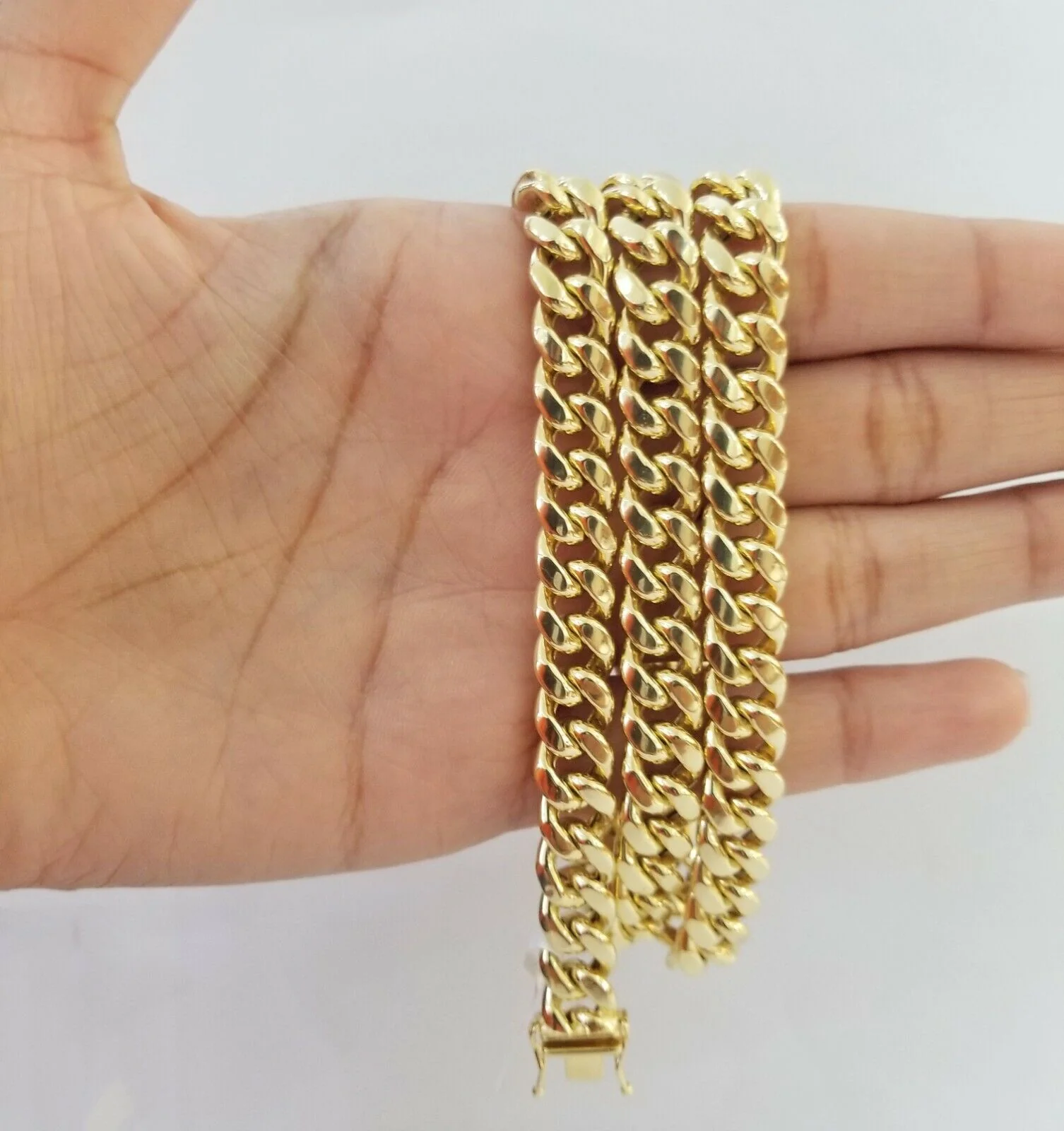 14K Yellow Gold Miami Cuban Link Necklace 9mm box clasp 24" - Image 3