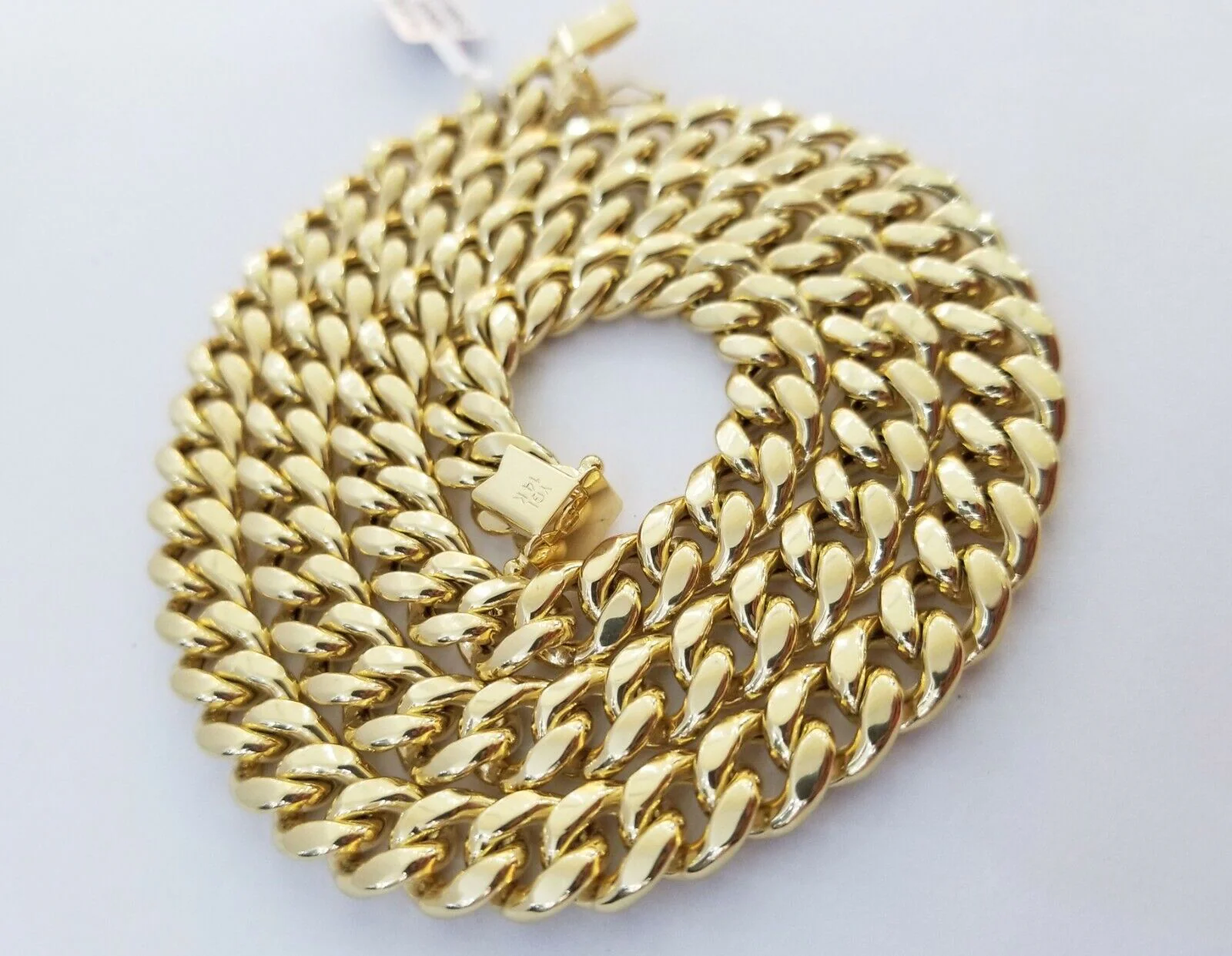 14K Yellow Gold Miami Cuban Link Necklace 9mm box clasp 24" - Image 7
