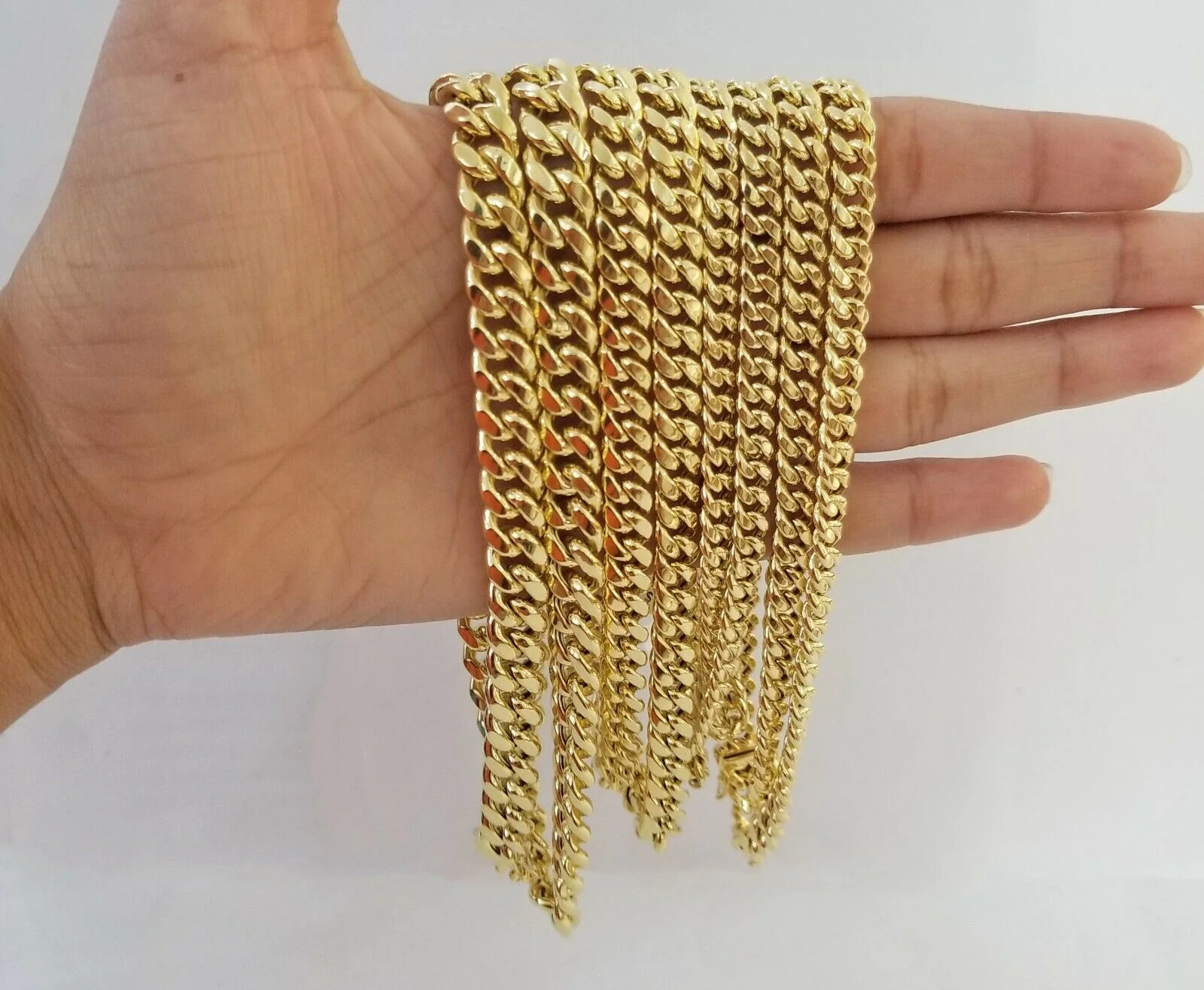 14k Yellow Gold Miami Cuban Necklace Chain 6mm-9mm,14kt Real Link Gold Chain - Image 4