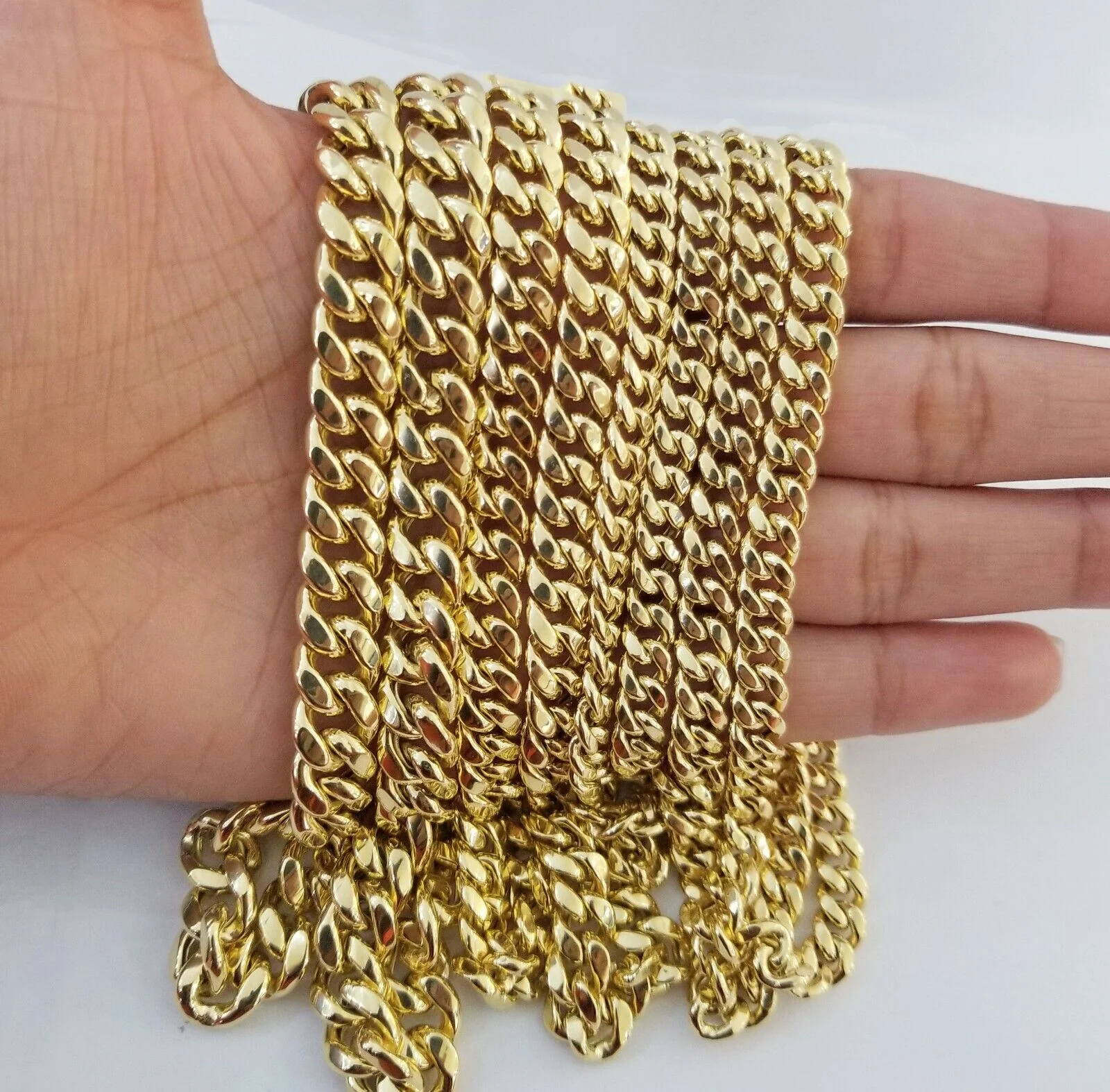 14k Yellow Gold Miami Cuban Necklace Chain 6mm-9mm,14kt Real Link Gold Chain - Image 6