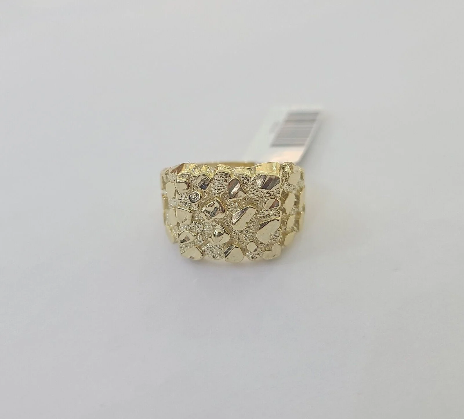 14k Yellow Gold Nugget Band Ring Casual Square Gold Ring Sizable 10kt All Sizes - Image 3