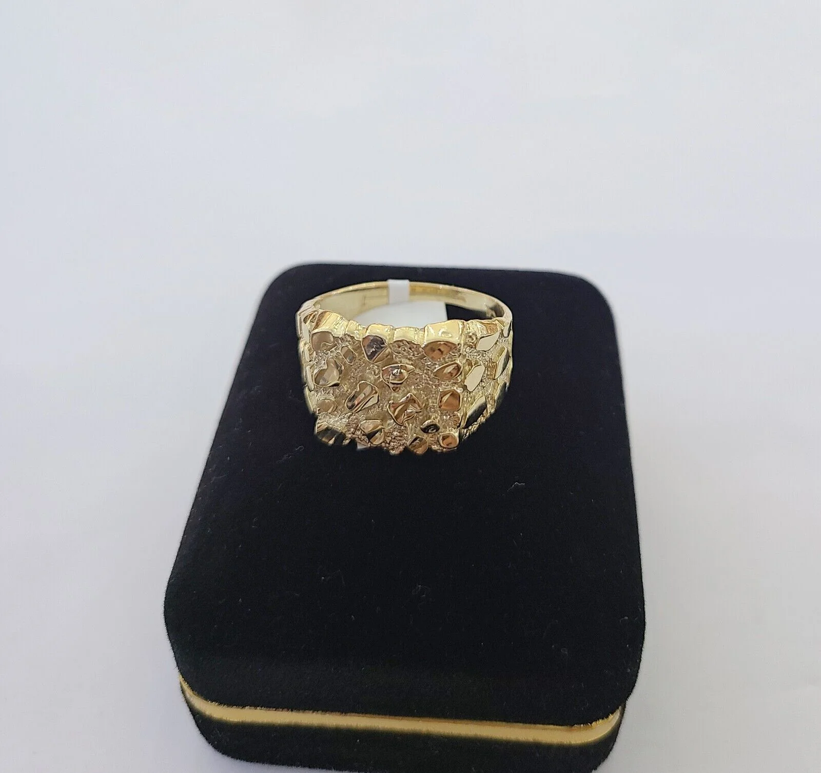 14k Yellow Gold Nugget Band Ring Casual Square Gold Ring Sizable 10kt All Sizes - Image 6