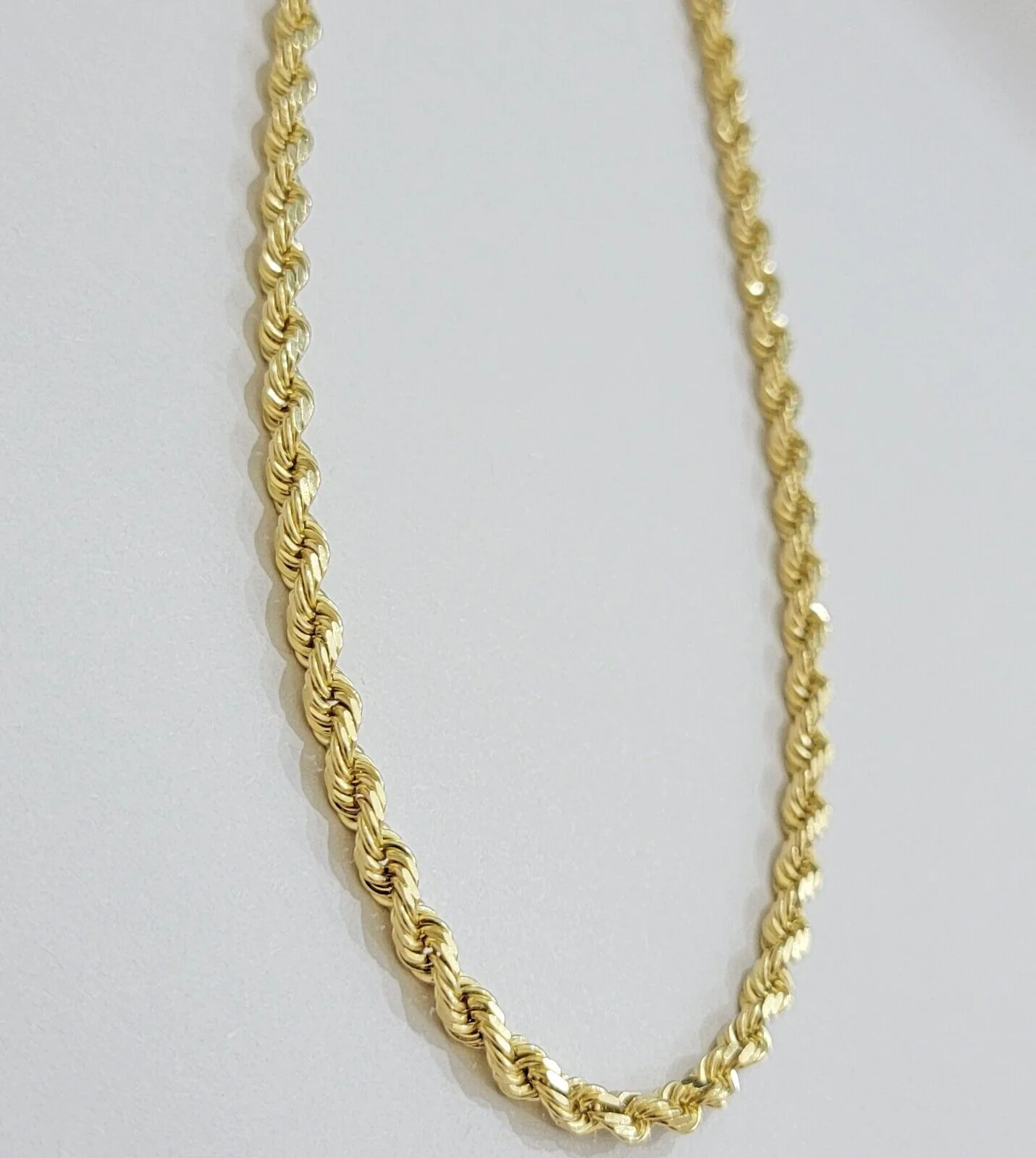 14k Yellow Gold Rope Chain Necklace 20 Inch 4mm Diamond Cut, Real 14kt SOLID - Image 8