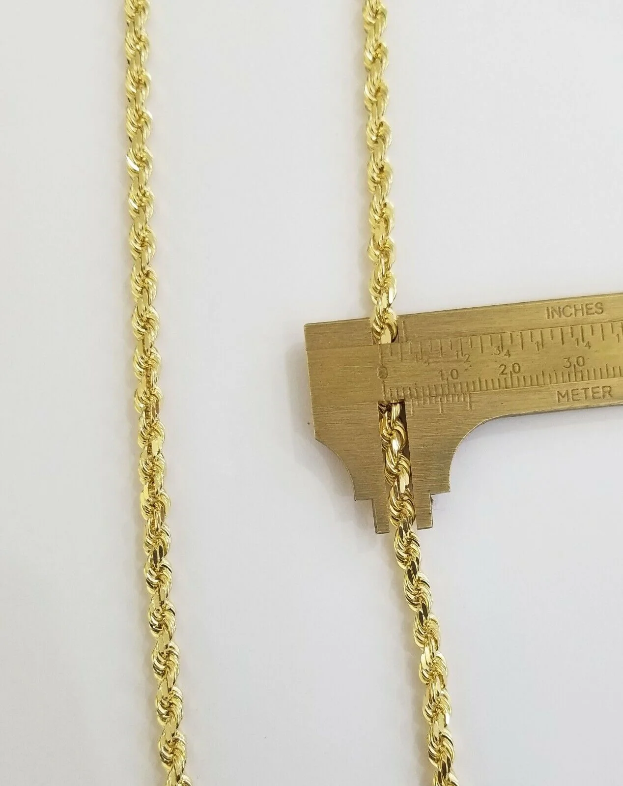 14k Yellow Gold Rope Chain necklace 4.5mm 24Inch diamond cut men women Real 14kt - Image 4