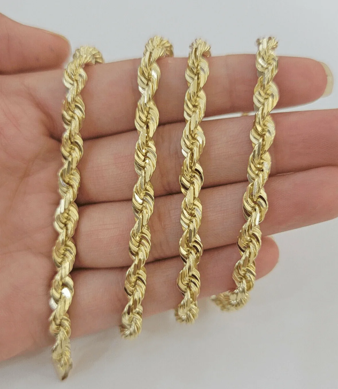 14k Yellow Gold Rope Chain Solid Necklace 6mm 20" Dimond Cut GURANTEED REAL GOLD - Image 2