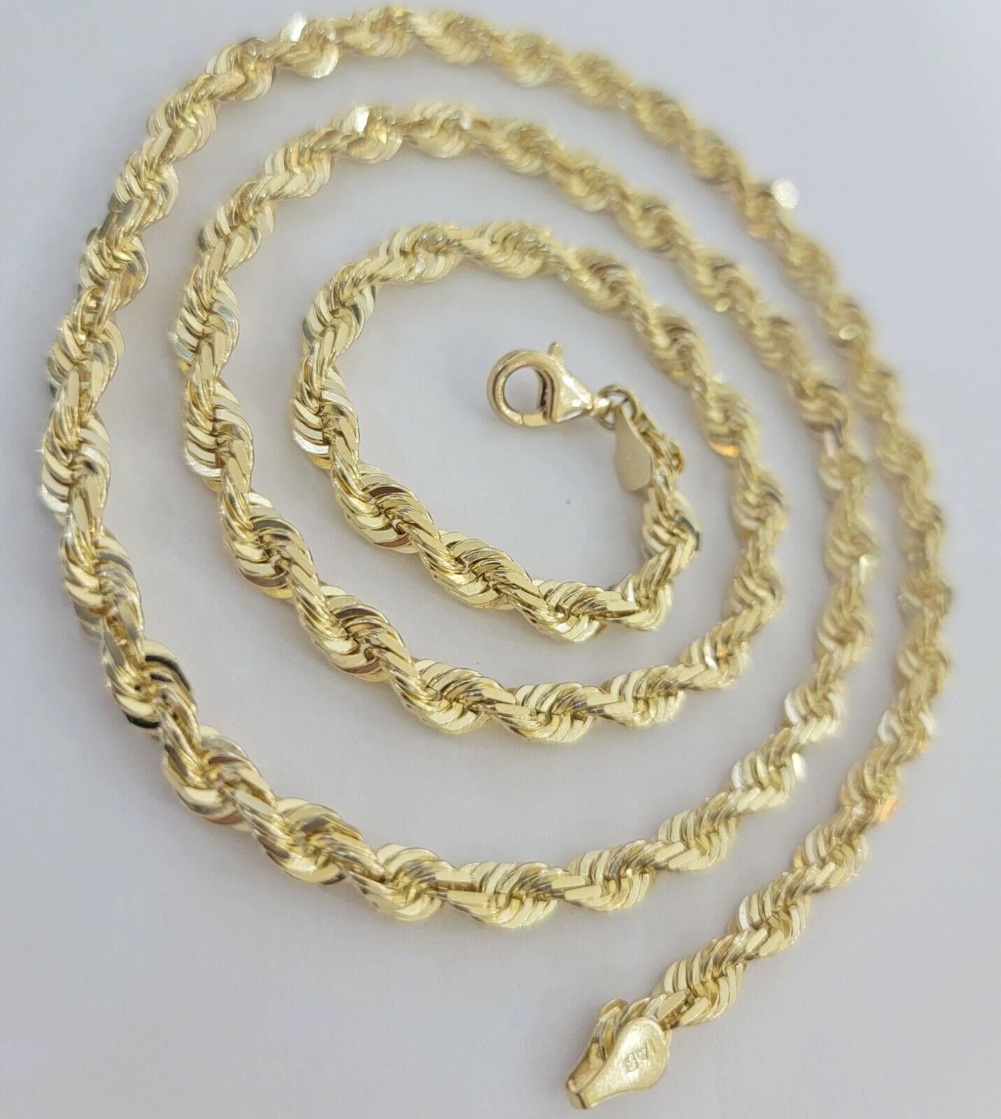 14k Yellow Gold Rope Chain Solid Necklace 6mm 24" Dimond Cut GURANTEED REAL GOLD - Image 4