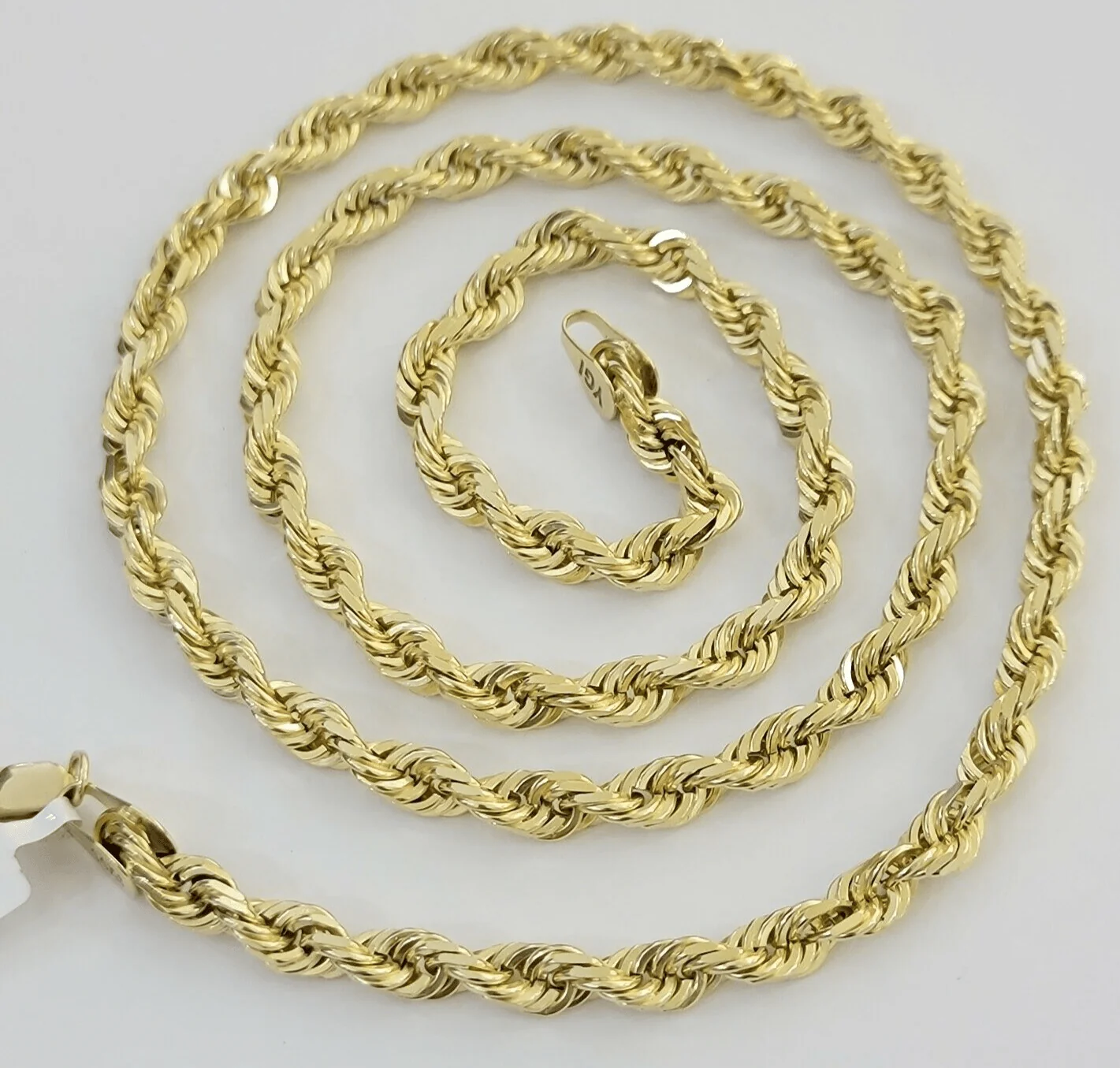 14k Yellow Gold Rope Chain Solid Necklace 6mm 24" Dimond Cut GURANTEED REAL GOLD - Image 5