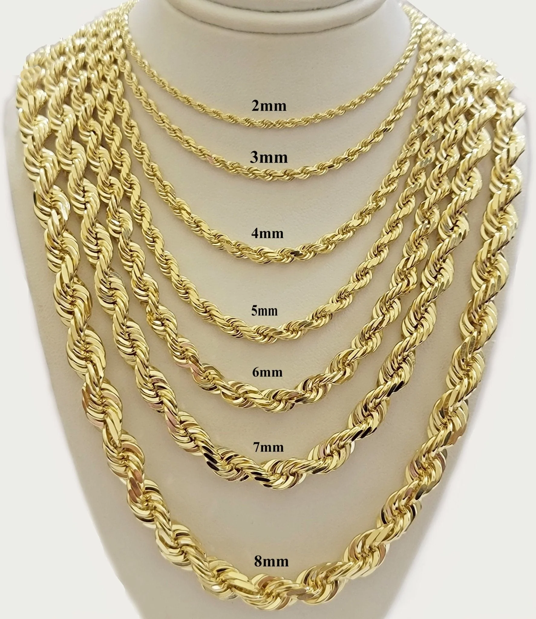 14k Yellow Gold Rope Chain Solid Necklace 6mm 26" Dimond Cut 14KT Real Gold - Image 7