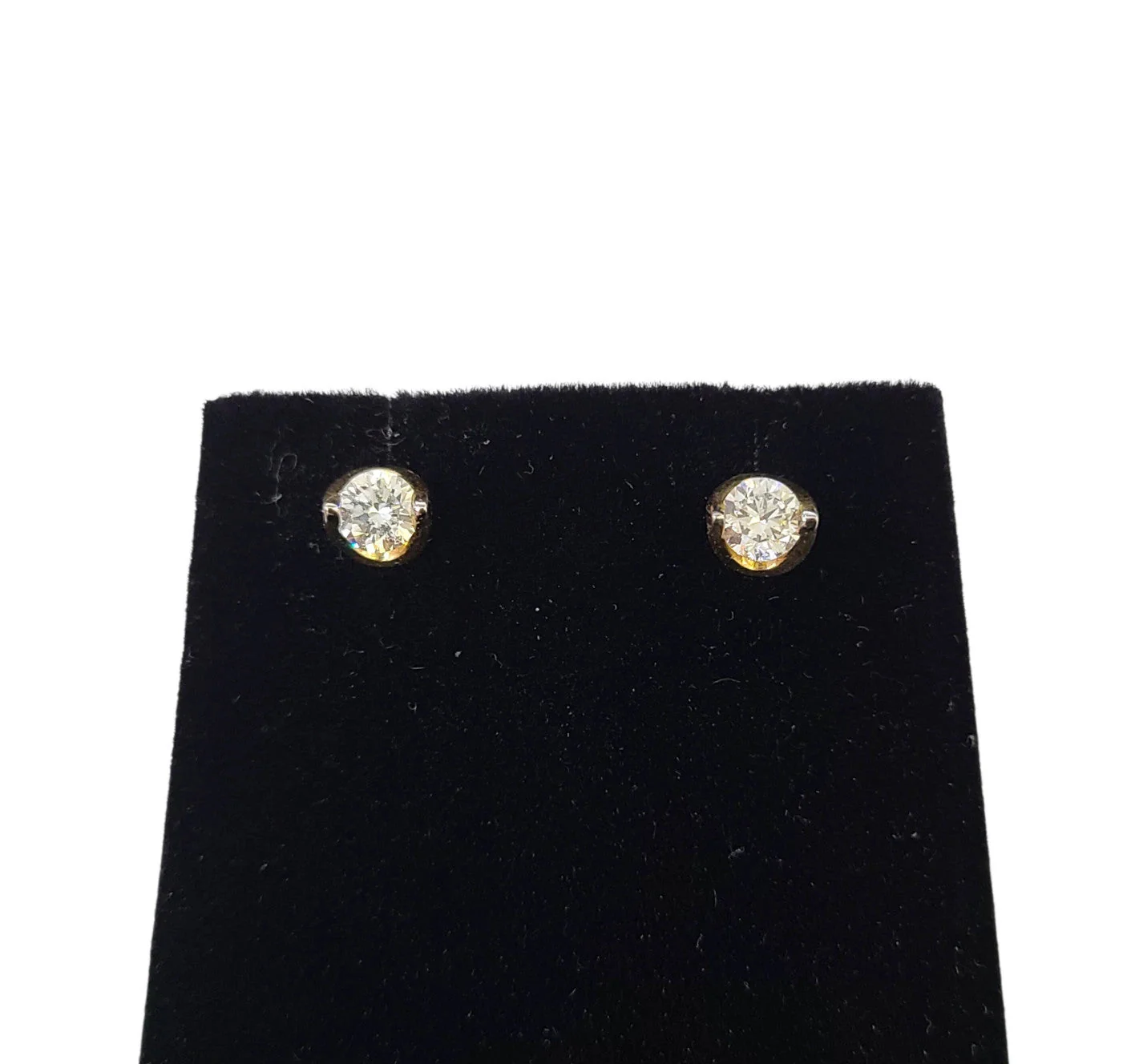 14k Yellow Gold Round Stud Earrings Lab Created Diamonds Screw-Back Women Men - Image 7