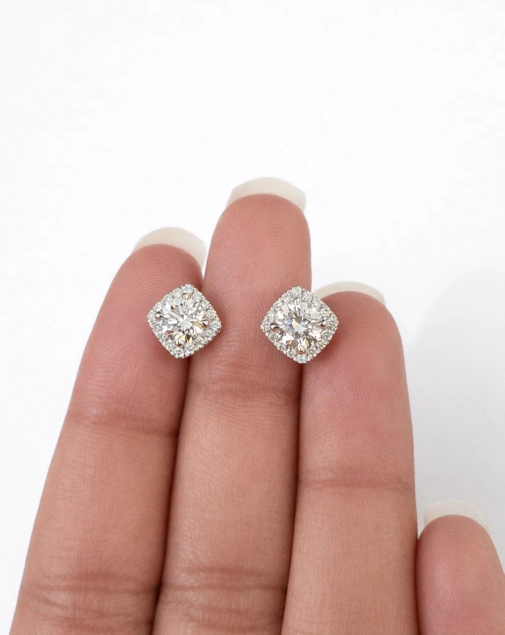 14k Yellow Gold Square Stud Earrings Lab Created Diamonds Screw-Back Women Men - Image 4