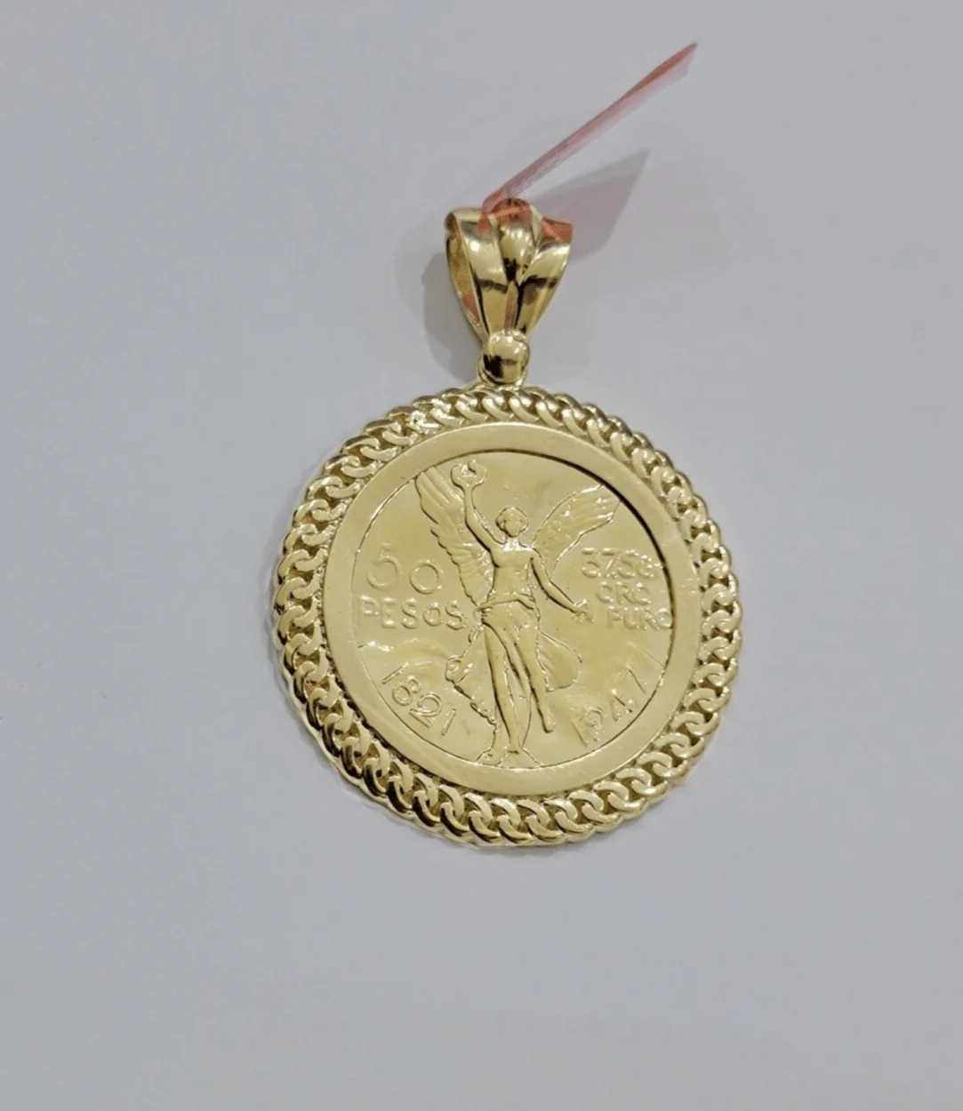 14kt Yellow Gold 1947 Mexican Centenario 50 Gold Pesos Copy Coin With Bezel SALE - Image 3