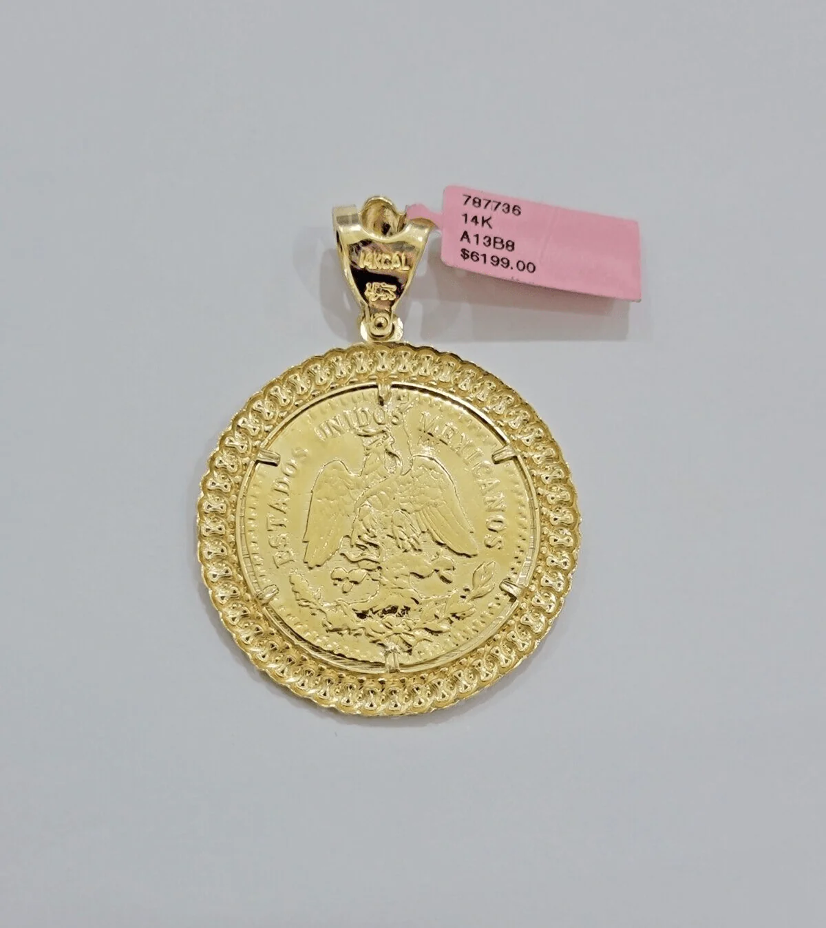 14kt Yellow Gold 1947 Mexican Centenario 50 Gold Pesos Copy Coin With Bezel SALE - Image 4