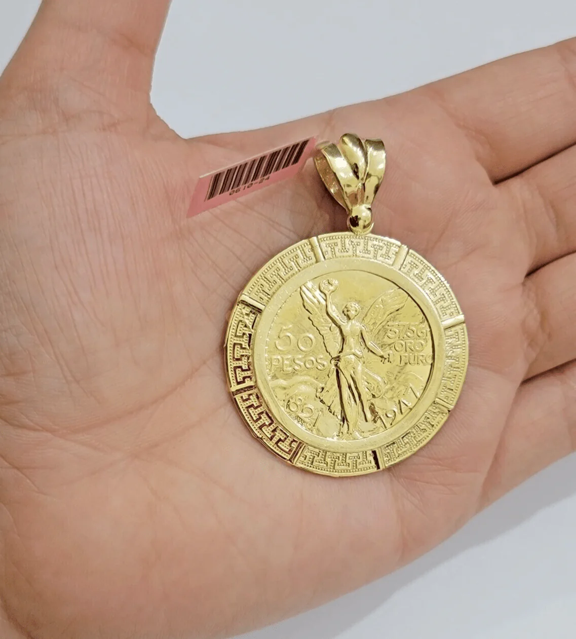 14kt Yellow Gold 1947 Mexican Centenario 50 Gold Pesos Copy Coin With Bezel SALE - Image 2