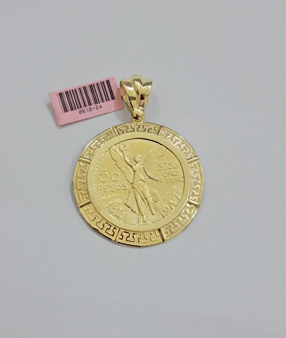 14kt Yellow Gold 1947 Mexican Centenario 50 Gold Pesos Copy Coin With Bezel SALE - Image 3