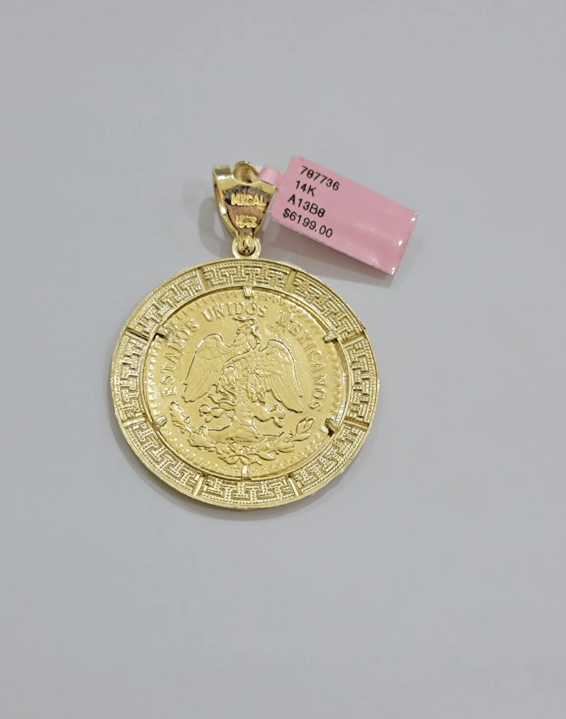 14kt Yellow Gold 1947 Mexican Centenario 50 Gold Pesos Copy Coin With Bezel SALE - Image 5