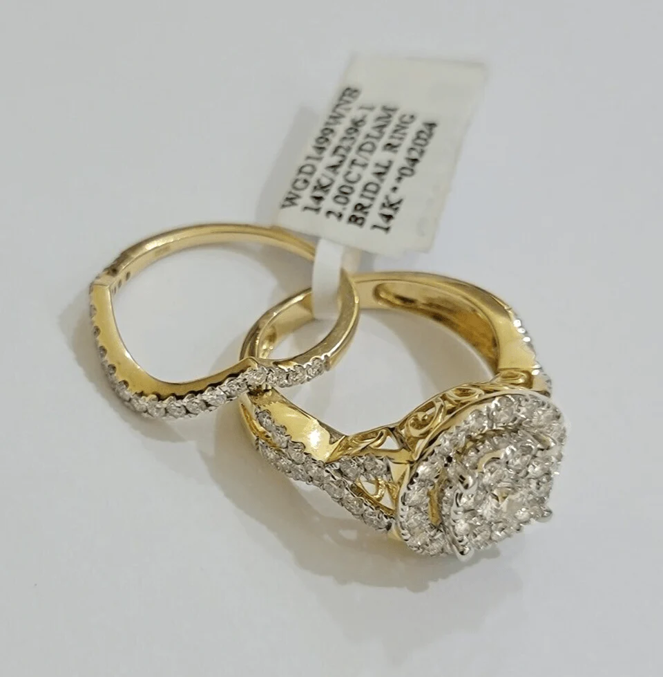 14kt Yellow Gold 2CT Diamond Ring Band Ladies Bridal Set Wedding Engagement SALE - Image 7
