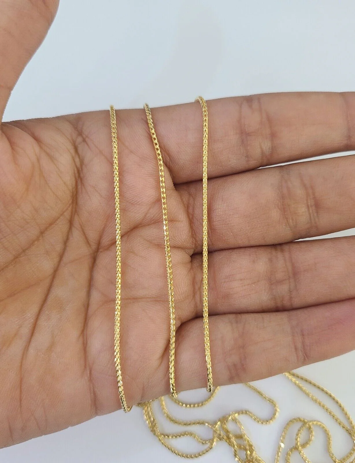 18K Solid Franco Chain Necklace 20" 22" 24" 1mm Yellow Gold Real - Image 3
