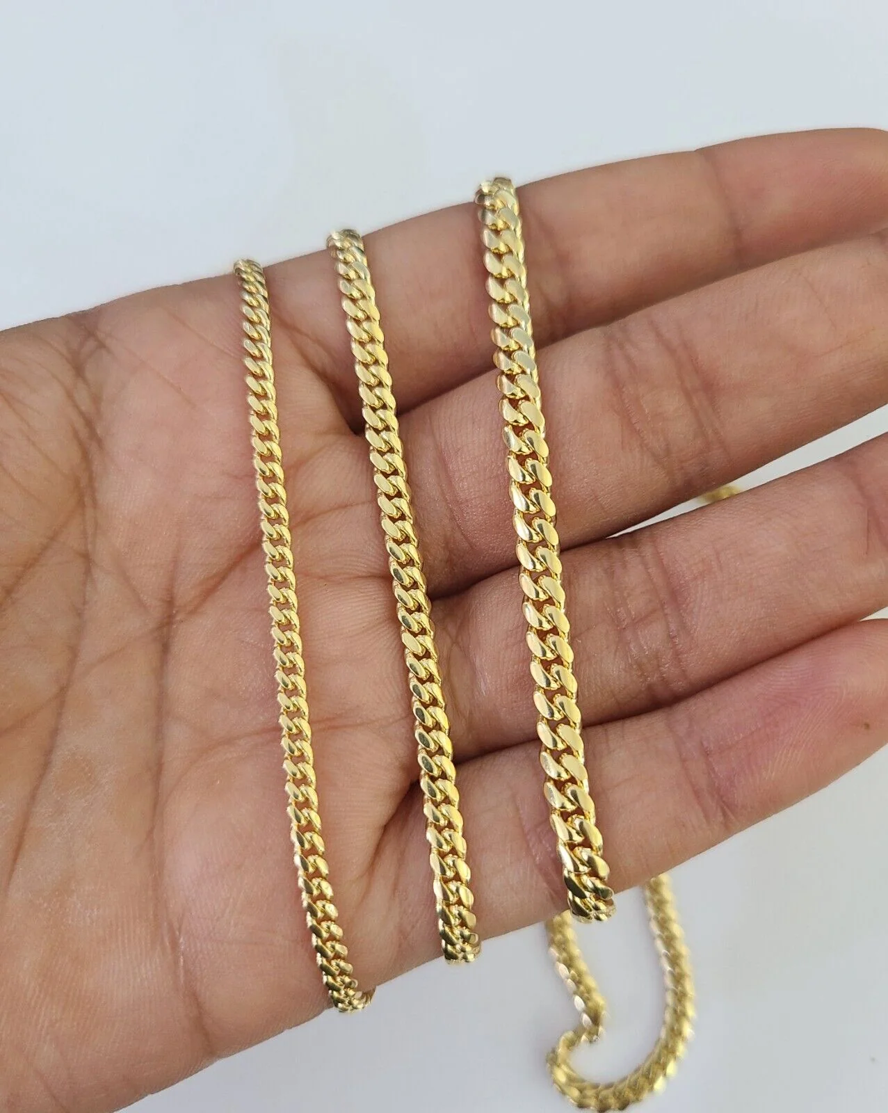 18k Solid Miami Cuban Chain Gold 2.5mm 3mm 4mm 18" 20" 22" 24" Inch Necklace - Image 3