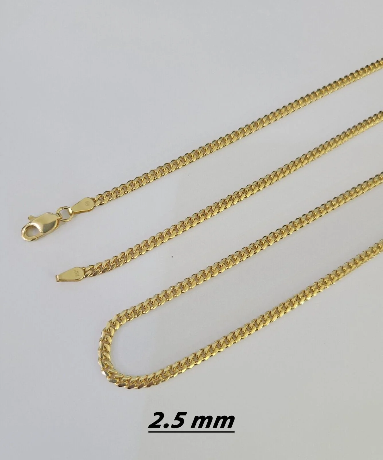 18k Solid Miami Cuban Chain Gold 2.5mm 3mm 4mm 18" 20" 22" 24" Inch Necklace - Image 4