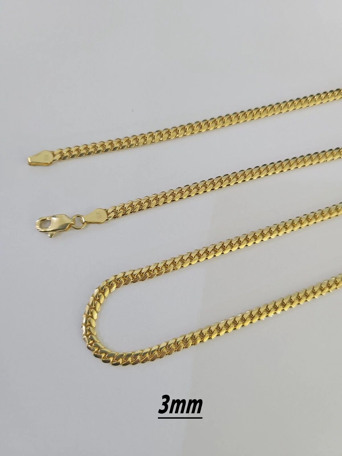 18k Solid Miami Cuban Chain Gold 2.5mm 3mm 4mm 18" 20" 22" 24" Inch Necklace - Image 5