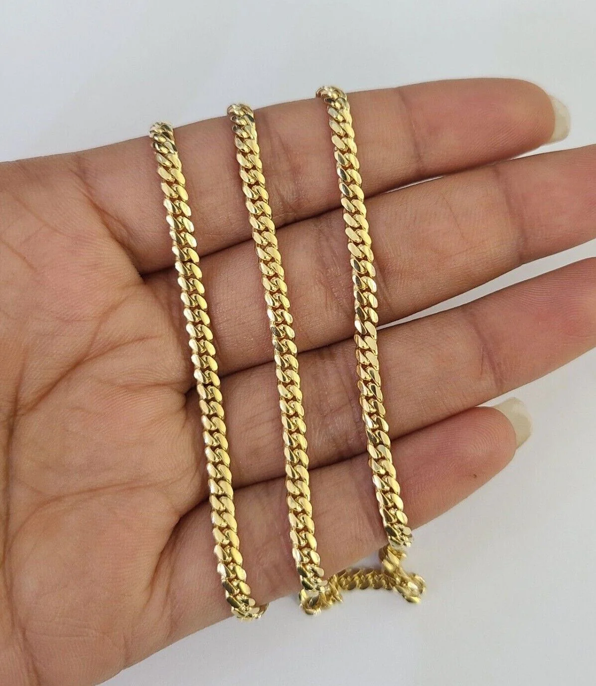 18k Solid Miami Cuban Chain Yellow Gold 3mm 18" 20" 22" 24" Inches Necklace Real - Image 5