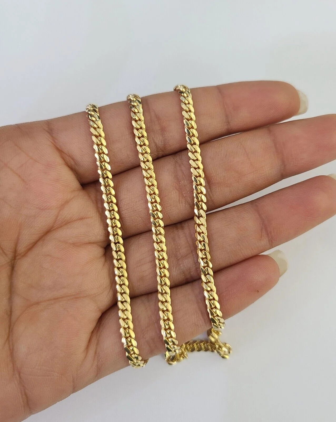 18k Solid Miami Cuban Chain Yellow Gold 3mm 24" Inch Genuine Necklace Real - Image 4