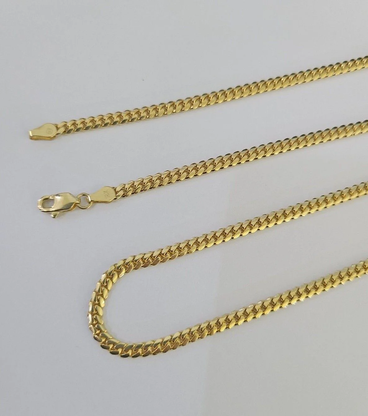 18k Solid Miami Cuban Chain Yellow Gold 3mm 28" Inches Genuine Necklace Real - Image 2