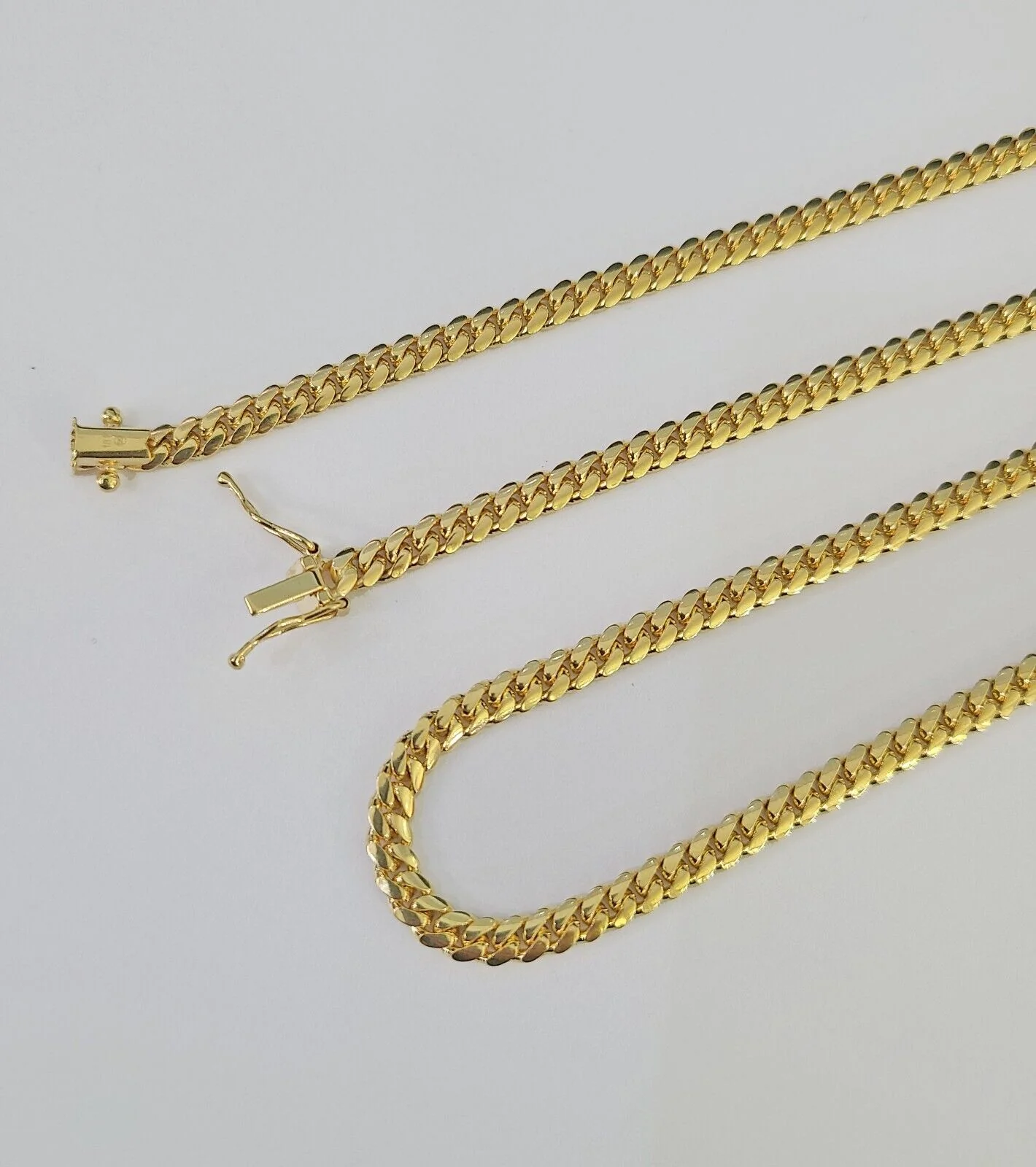 18k Solid Miami Cuban Necklace Chain Yellow Gold 4mm 18" 20" 22" 24" Inch Real - Image 2