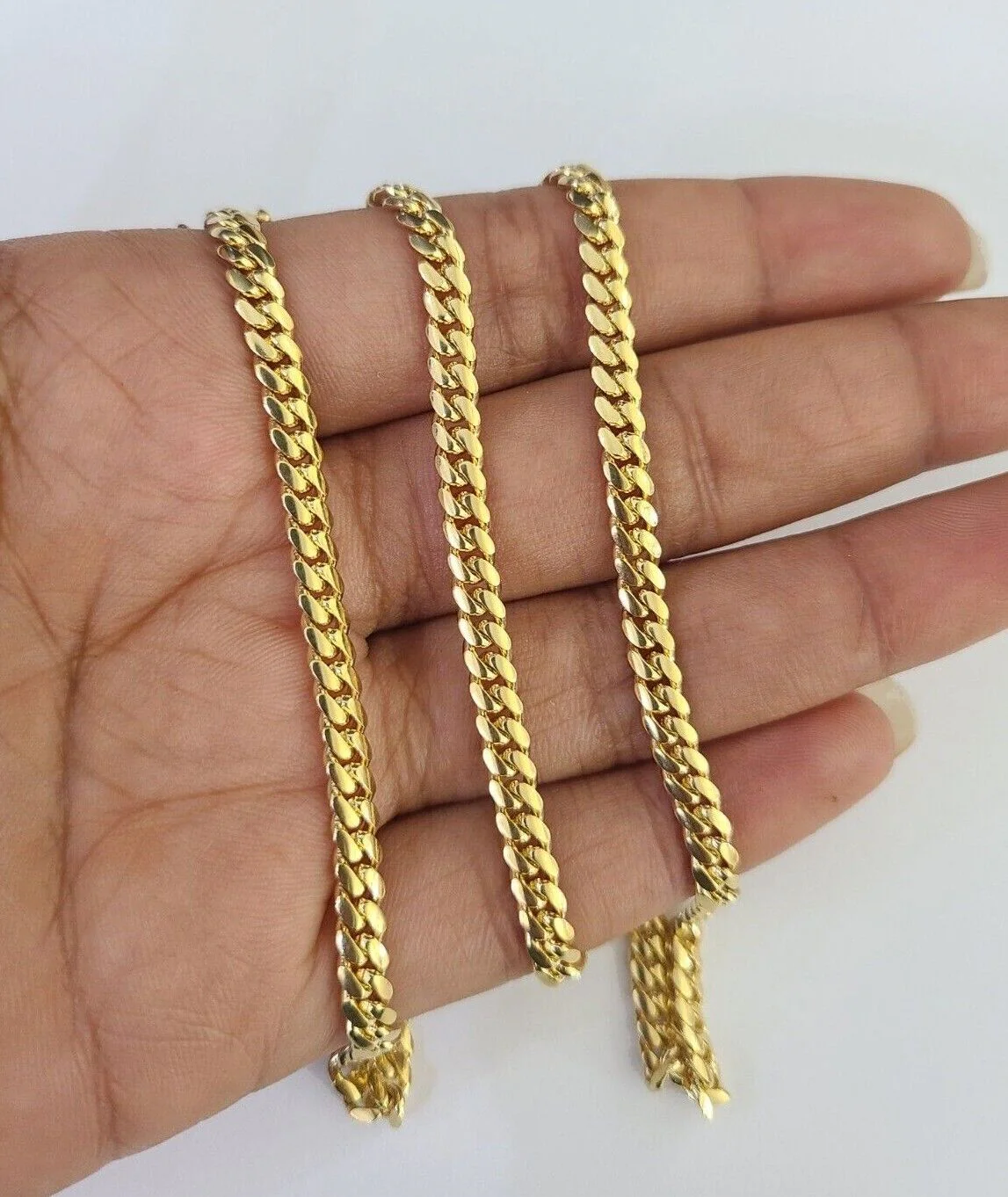 18k Solid Miami Cuban Necklace Chain Yellow Gold 4mm 28" Inch Genuine Real - Image 2