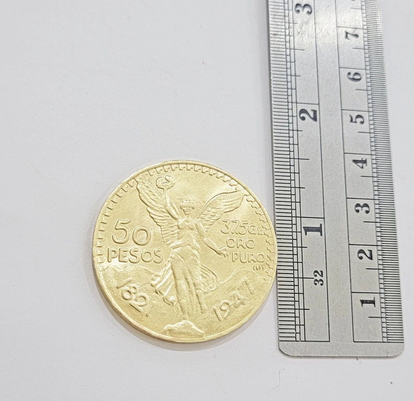 1947 Mexican Centenario 50 Gold Pesos Coin Solid 10k Yellow Gold Centenaro REAL
