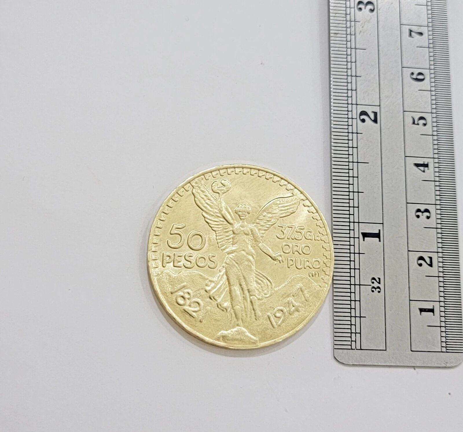 1947 Mexican Centenario 50 Gold Pesos Copy Coin Solid 10k Yellow Gold Centenaro - Image 8
